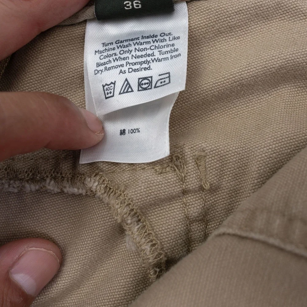 Eddie Bauer Mens Khaki Cargo Shorts Size 36 Fit 38x10 Tan Cotton Canvas Utility